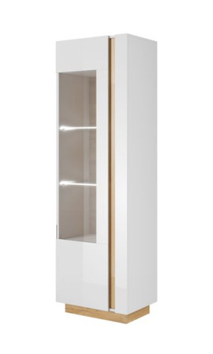 Witryna Stojąca Barek + LED  ARLET BIAŁY POŁYSK
