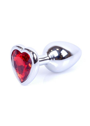 Plug-Jewellery Silver  Heart PLUG- Red