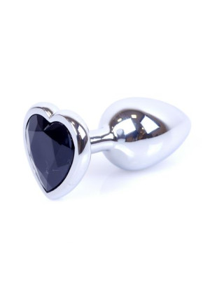 Plug-Jewellery Silver  Heart PLUG- Black