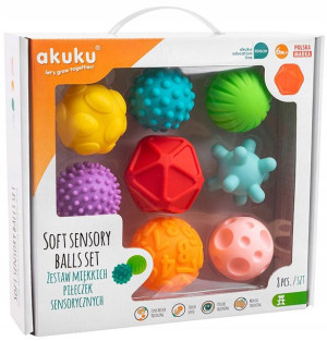 Akuku Piłeczki Sensoryczne Piłki Sensorki 0m+ 8szt