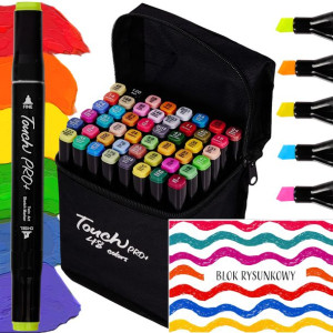 Markery Alkoholowe Touch Cool Pro+ Zestaw 48 Sztuk + Blok Rysunkowy