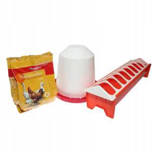 Zestaw dla drobiu - poidło dla kur + karmidło + witaminy 1KG
