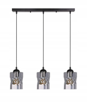 Lampa Wisząca Felis Czarny 3x60w E27 Klosz Dymiony