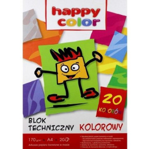Blok techniczny kolor A4 170g. 20ark. HA 3717 2030-09 HAPPY COLOR