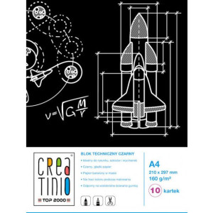 Blok techniczny A4 10k 160g CREATINIO czarny 400079853