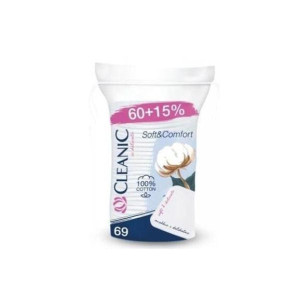 CLEANIC Soft & Comfort, płatki kosmetyczne kwadratowe, 69 szt.