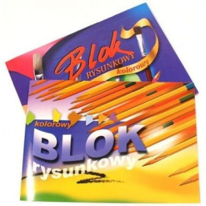 Blok rysunkowy A4 16k z kolorowymi kartkami KRESKA