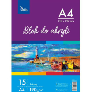 Blok do akryli A4 190g 15ark KB012-A4 TETIS