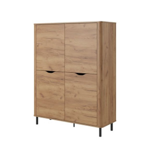 Funkcjonalna Wysoka Komoda Szafka Półki 113 cm SUZAN  DĄB CRAFT ZŁOTY