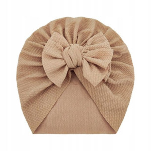 Turban niemowlęcy z kokardką, czapka dziewczęca