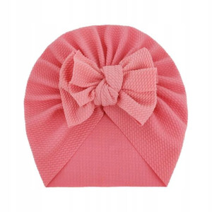 Turban niemowlęcy z kokardką, czapka dziewczęca