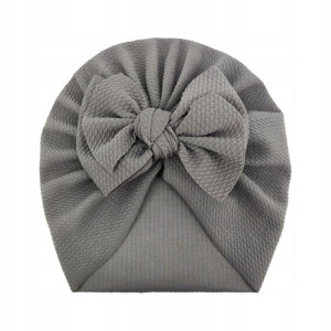 Turban niemowlęcy z kokardką, czapka dziewczęca