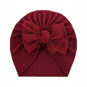 Turban niemowlęcy z kokardką, czapka dziewczęca