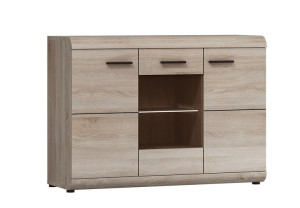 KOMODA 120 cm z Pojemnymi Półkami + LED LIVIA  DĄB SONOMA