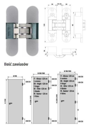 ZAWIAS WPUSZCZANY INVISACTA 300 3-D 60 KG OTLAV Galwanizowany