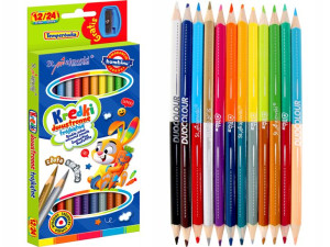 BAMBINO Dwustronne Kredki Trójkątne 12/24 + Gratis