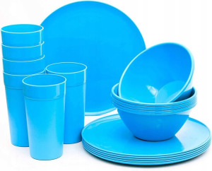 Plastikowa Zastawa Stołowa 6x Talerz/Miska/Kubek