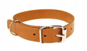 OBROŻA DLA PSA -SKÓRZANA - Rozmiar - 25cm-33cm jasny brąz