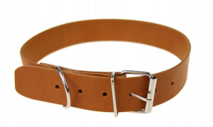 OBROŻA DLA PSA -SKÓRZANA - Rozmiar - 38cm-48cm jasny brąz