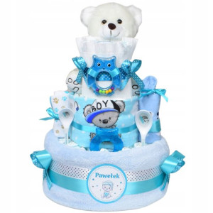 TORT z PAMPERSÓW prezent z pieluch Chrzest 4