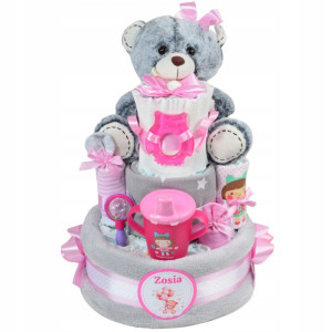 MEGA TORT z pampersów prezent pieluchy Metryczka 3