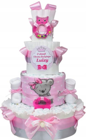 Duży Tort z pieluch PAMPERS prezent BABY SHOWER 4