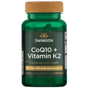 SWANSON Koenzym Q10 100 mg Witamina K2 180 mcg 60 kaps.