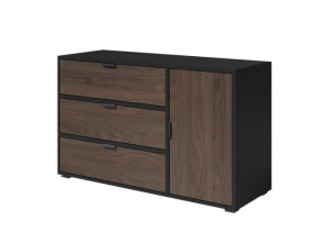 Funkcjonalna Komoda Szuflady Półki 135 Cm Czarny / Orzech Viktoria