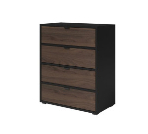 Pojemna Komoda Z Szufladami 90 Cm Czarny / Orzech Viktoria