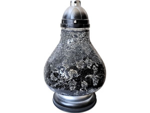 Znicz znicze lampion KARAFA CZARNA-SREBRNE RÓŻYCZKI