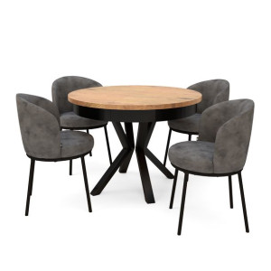 Stół okrągły dębowy rozkładany loft 100/180 Craft