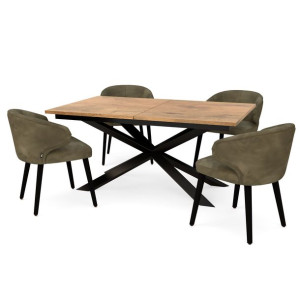 Stół PAJĄK rozkładany LOFT 160 cm Dąb Craft Złoty