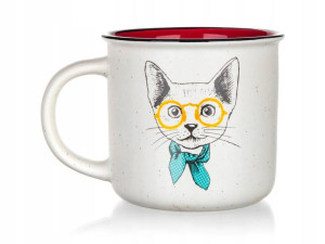KUBEK CERAMICZNY KOT 400 ml środek czerwony
