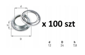 Oczka do plandeki nierdzewne fi 12 - 100 szt
