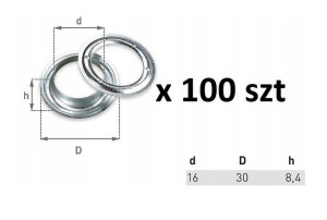 Oczka do plandeki nierdzewne fi 16 - 100 szt
