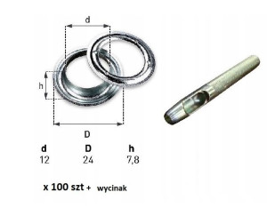 Oczka 100 szt do plandeki fi12 + wycinak