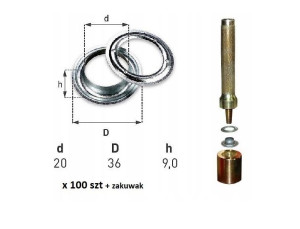 Oczka 100 szt do plandeki fi20 + zakuwak