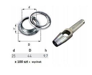 Oczka 100 szt do plandeki fi25 + wycinak