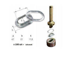 Oczka 100 szt do plandeki 42X22 + zakuwak