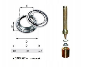 Oczka nierdzewne 100 szt fi10 + zakuwak