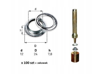 Oczka nierdzewne 100 szt fi12+ zakuwak
