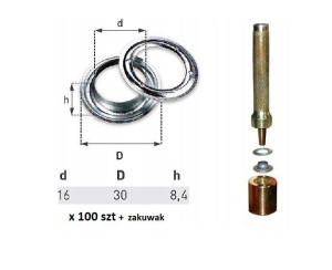 Oczka nierdzewne 100 szt fi16 + zakuwak