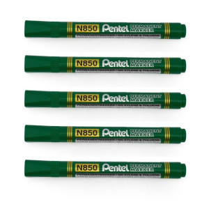 Marker Permanentny Pentel N850 Okrągły Zielony - Zestaw X5