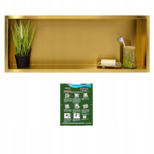 Półka Wnękowa Złota Z Kołnierzem 90x30x10 Cm Stal Nierdzewna