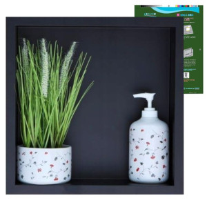 Półka Wnękowa Czarna Z Kołnierzem 30x30x7 Cm Stal Nierdzewna
