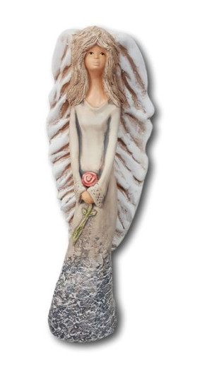 Dekoracja gipsowa Aniołek Figurka wysoka 46cm Kobieta z różą XL