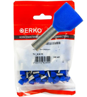 Końcówka Tulejka izol 2x2,5-10 100szt niebies ERKO