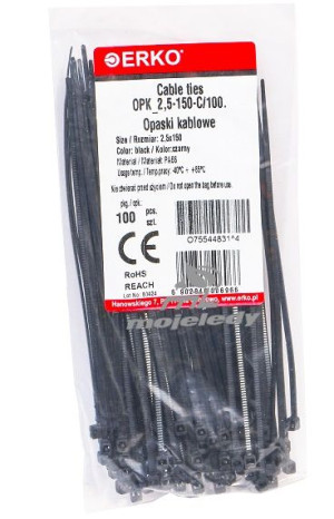 Opaska zaciskowa czarna OPK 150/2,5 C 100szt ERKO
