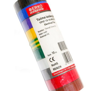 Taśma izolacyjna mała 15mm 10m MIX 10szt ERKO
