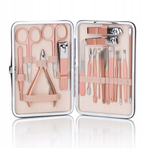 Przybornik 18 akcesoriów do manicure pedicure ETUI